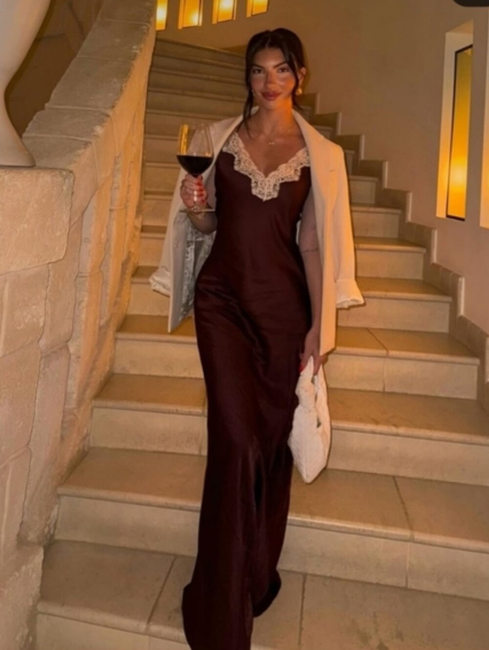 Zara satin lace slip maxi long dress size M - Picture 7 of 14
